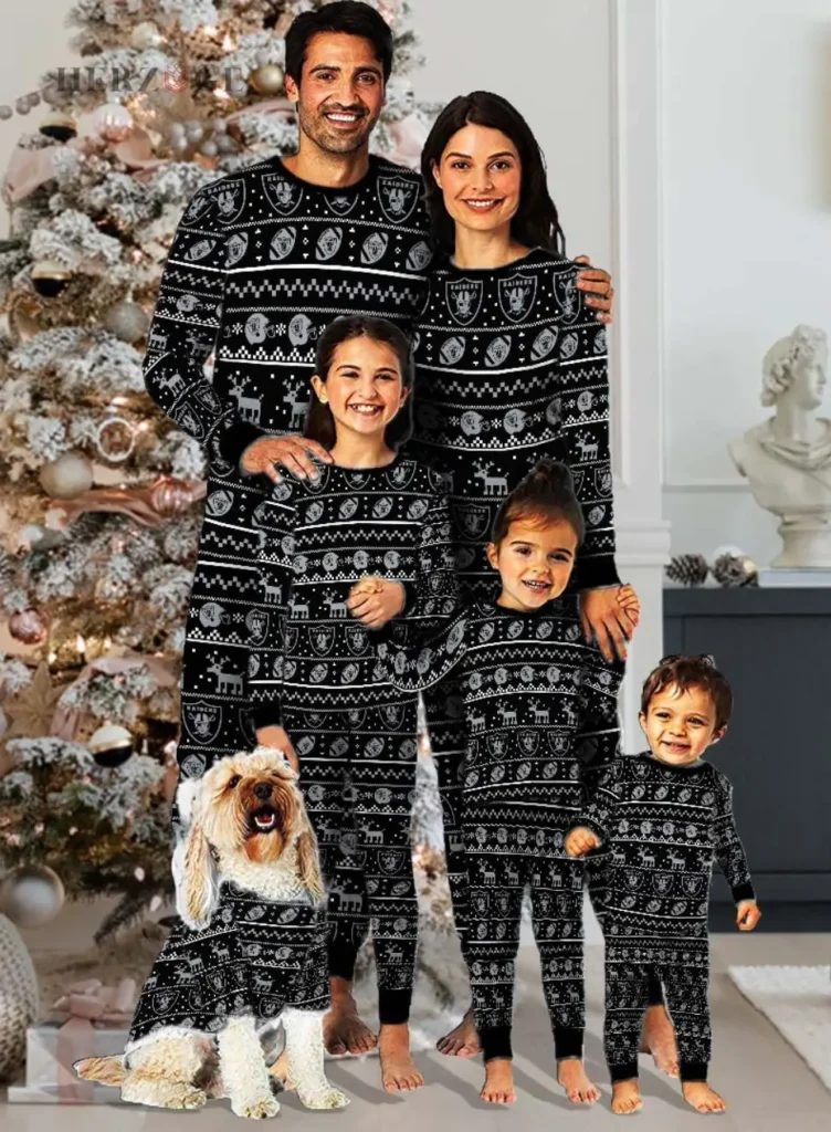 Las Vegas Raiders Dog Family Holiday Ugly Sweater