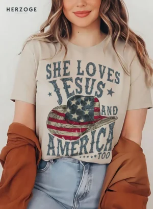 she loves jesus and america too shirt | loves jesus and america too shirt | jesus American flag shirt